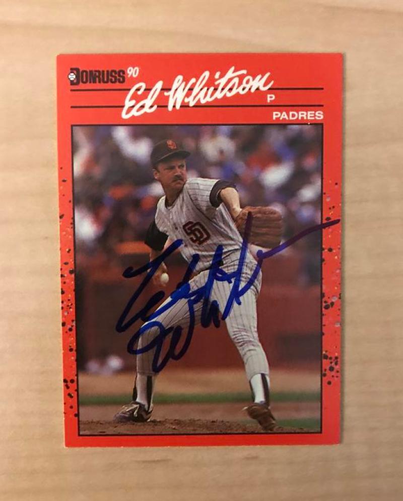 ED WHITSON SAN DIEGO PADRES SIGNED AUTOGRPAHED 1990 DONRUSS CARD #205 W/COA 