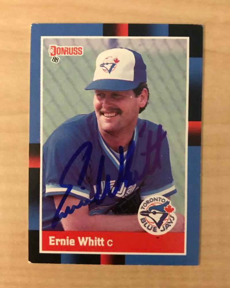 ERNIE WHITT TORONTO BLUE JAYS SIGNED AUTOGRAPHED 1988 DONRUSS CARD #394 W/COA