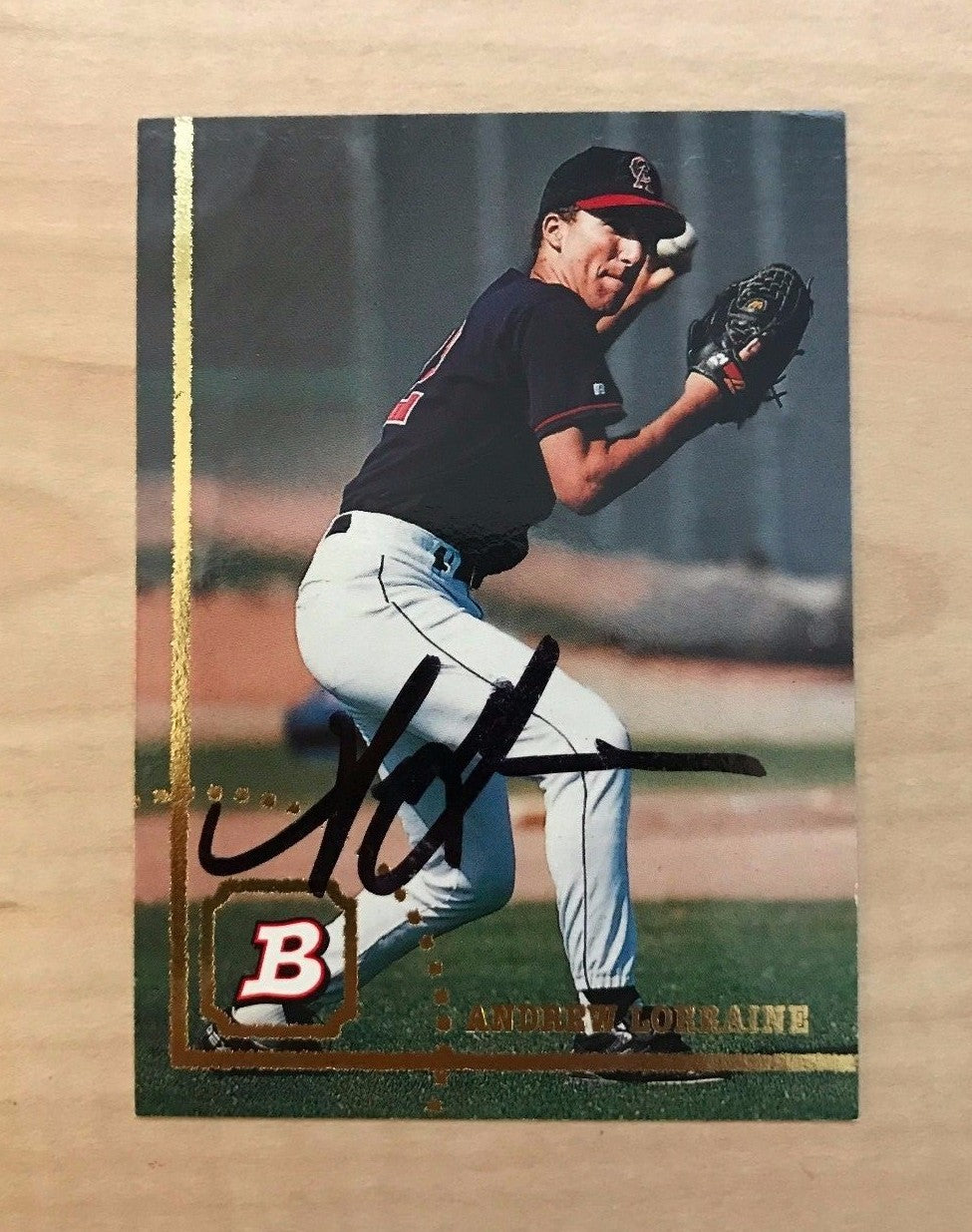 ANDREW LORRAINE CALIFORNIA ANGELS SIGNED AUTOGRAPHED 1994 BOWMAN CARD #675 W/COA