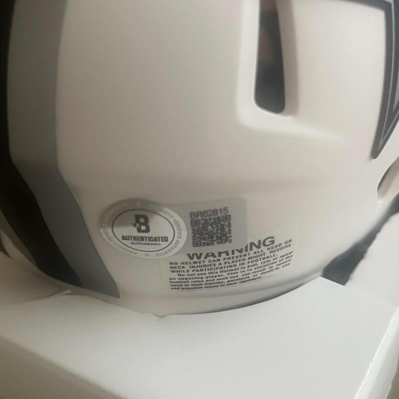 VINNY TESTAVERDE COWBOYS LUNAR SIGNED AUTOGRAPHED MINI HELMET BECKETT AUTH