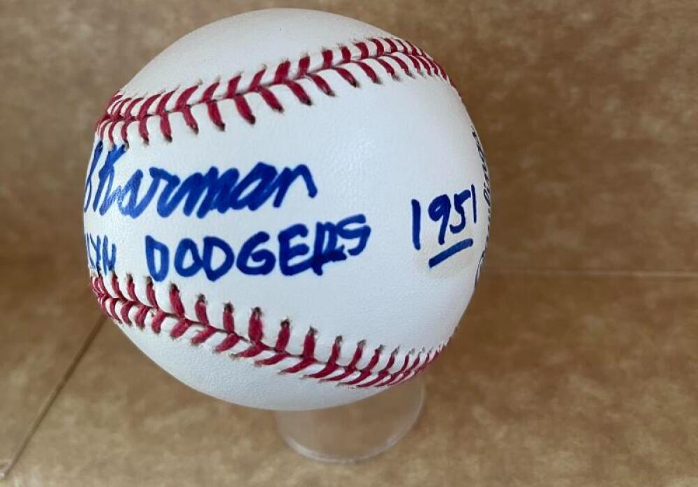 BILL SHARMAN BROOKLYN DODGERS 1951SIGNED AUTO M.L. BASEBALL JSA AUTH