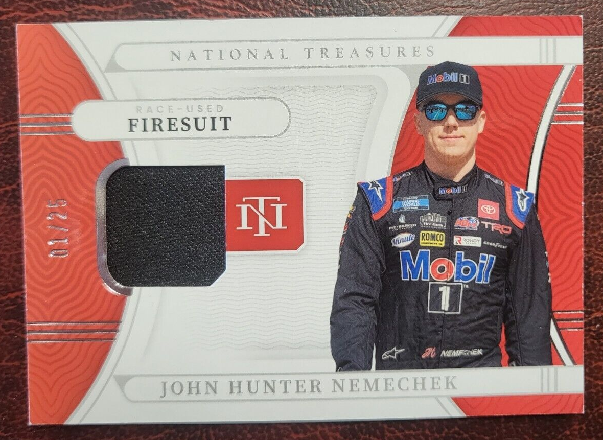 2022 NATIONAL TREASURES NASCAR JOHN HUNTER NEMECHEK RELIC RACING CARD /25
