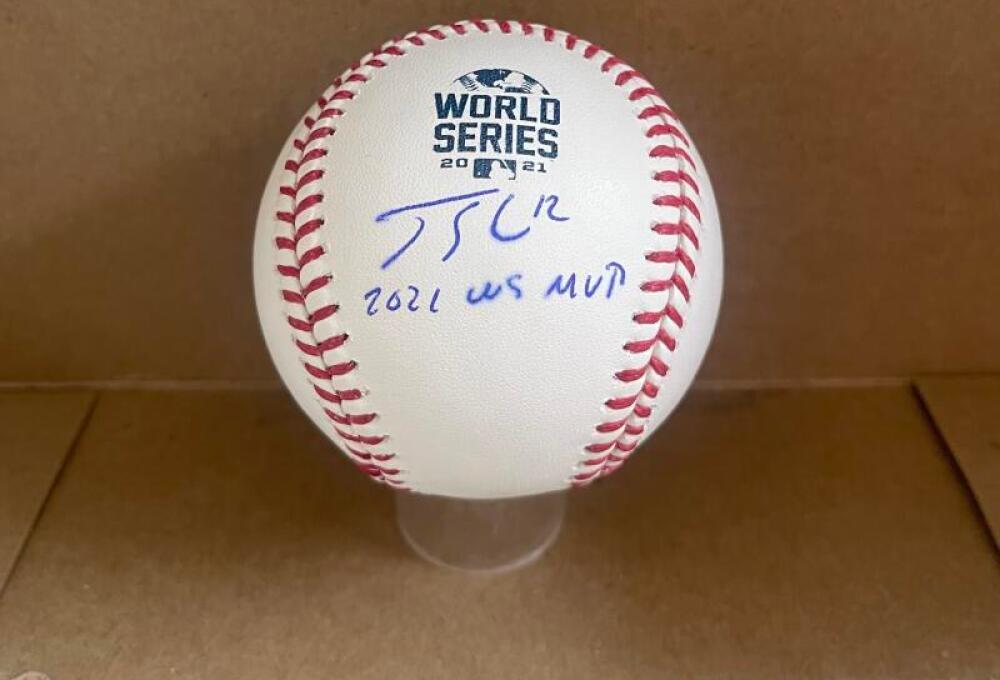 JORGE SOLER BRAVES 2021 WS CHAMPS SIGNED AUTOGRAPHED M.L. BASEBALL BECKETT AUTH 