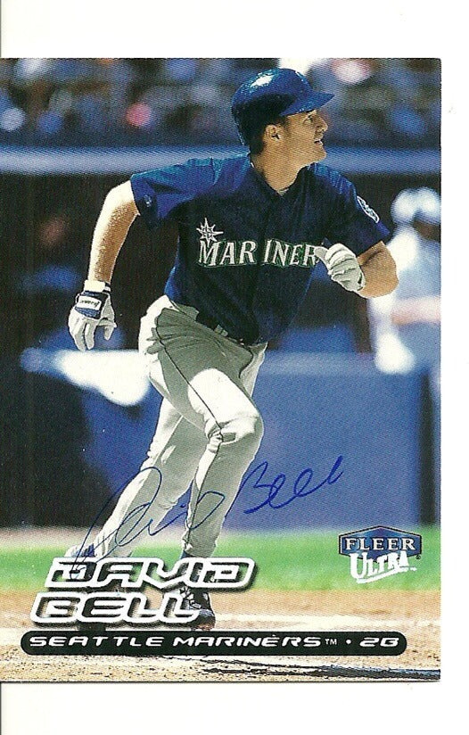 DAVID BELL SEATTLE MARINERS SIGNED AUTO 1999 FLEER ULTRA CARD #208 W/COA