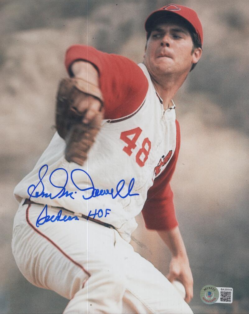 SAM MCDOWELL INDIANS HOF SIGNED AUTOGRAPHED 8X10 PHOTO BECKETT BA25518