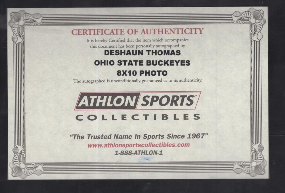DESHAUN THOMAS  OHIO STATE SIGNED AUTOGRAPHED 8X10 PHOTO W/ COA
