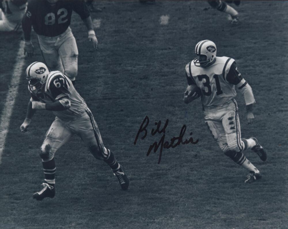 BILL MATHIS  JETS  SIGNED AUTOGRAPHED 8X10 PHOTO W/ COA