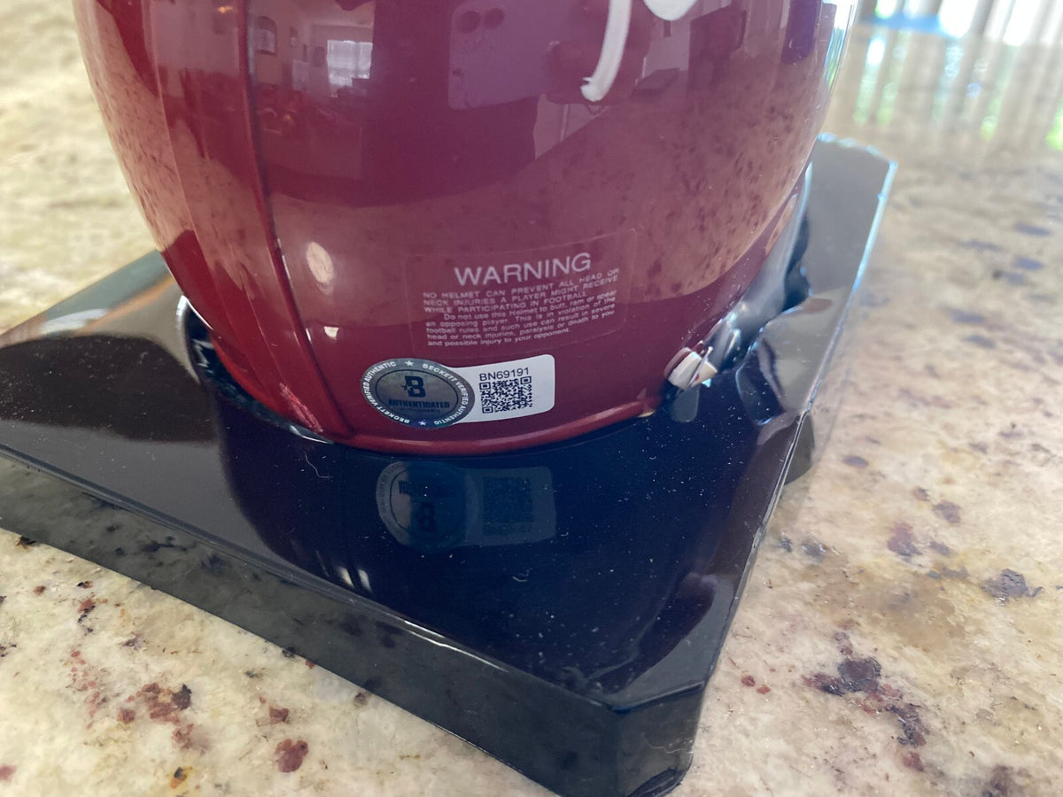 MIKE GARRETT USC HEISMAN 65 SIGNED AUTOGRAPHED 2 BAR MINI HELMET BECKETT