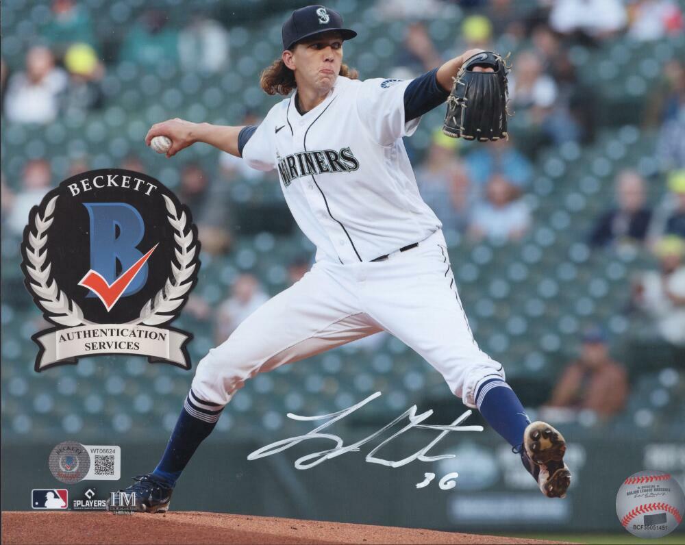 LOGAN GILBERT SEATTLE MARINERS SIGNED  8X10 PHOTO BECKETT WITNESS WT06624