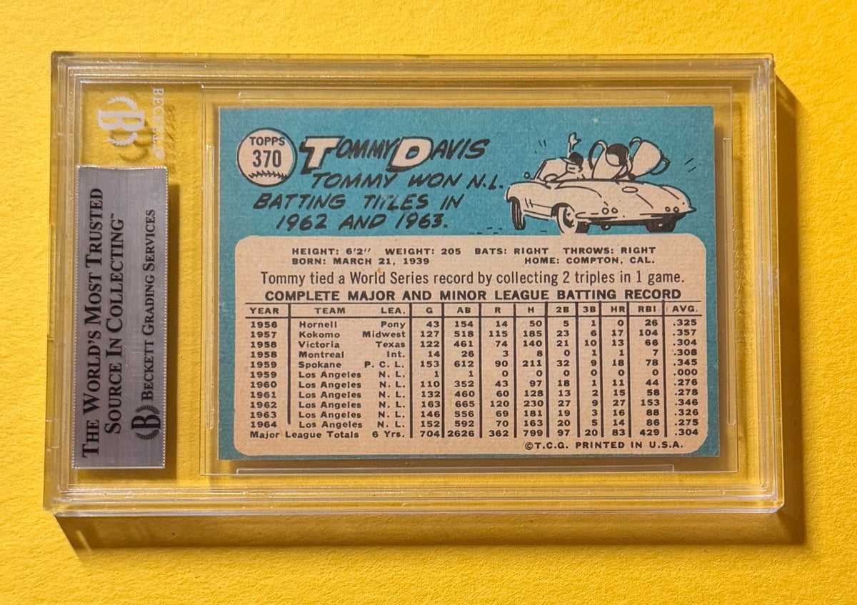 1967 TOPPS TOMMY DAVIS #75 SIGNED AUTO CARD BECKETT AUTHENTIC DODGERS