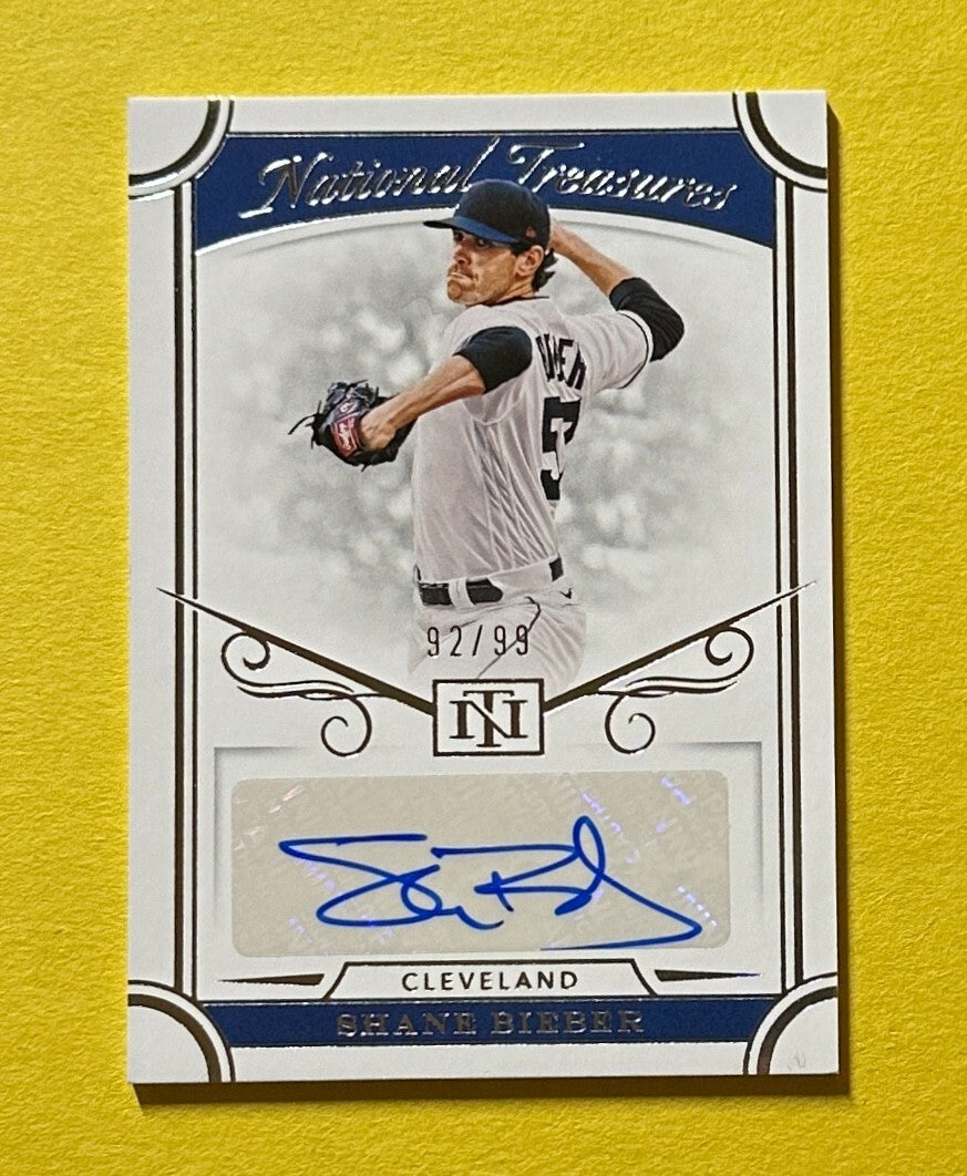 2021 PANINI NATIONAL TREASURES SHANE BIEBER AUTOGRAPH /99 #S-SB CLEVELAND