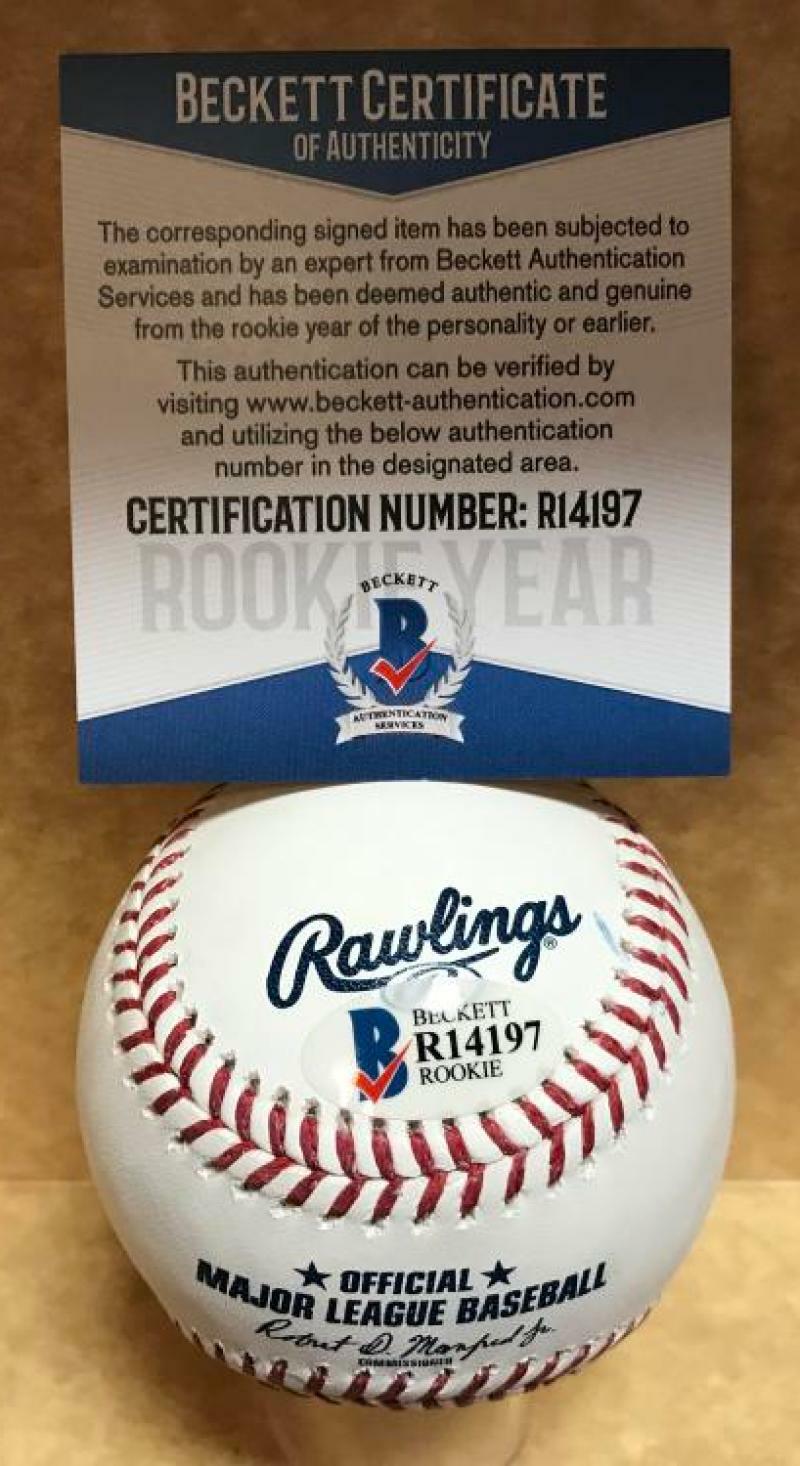 THOMAS BURROWS ATLANTA BRAVES ROOKIE YEAR SIGNED M.L. BASEBALL BECKETT R14197