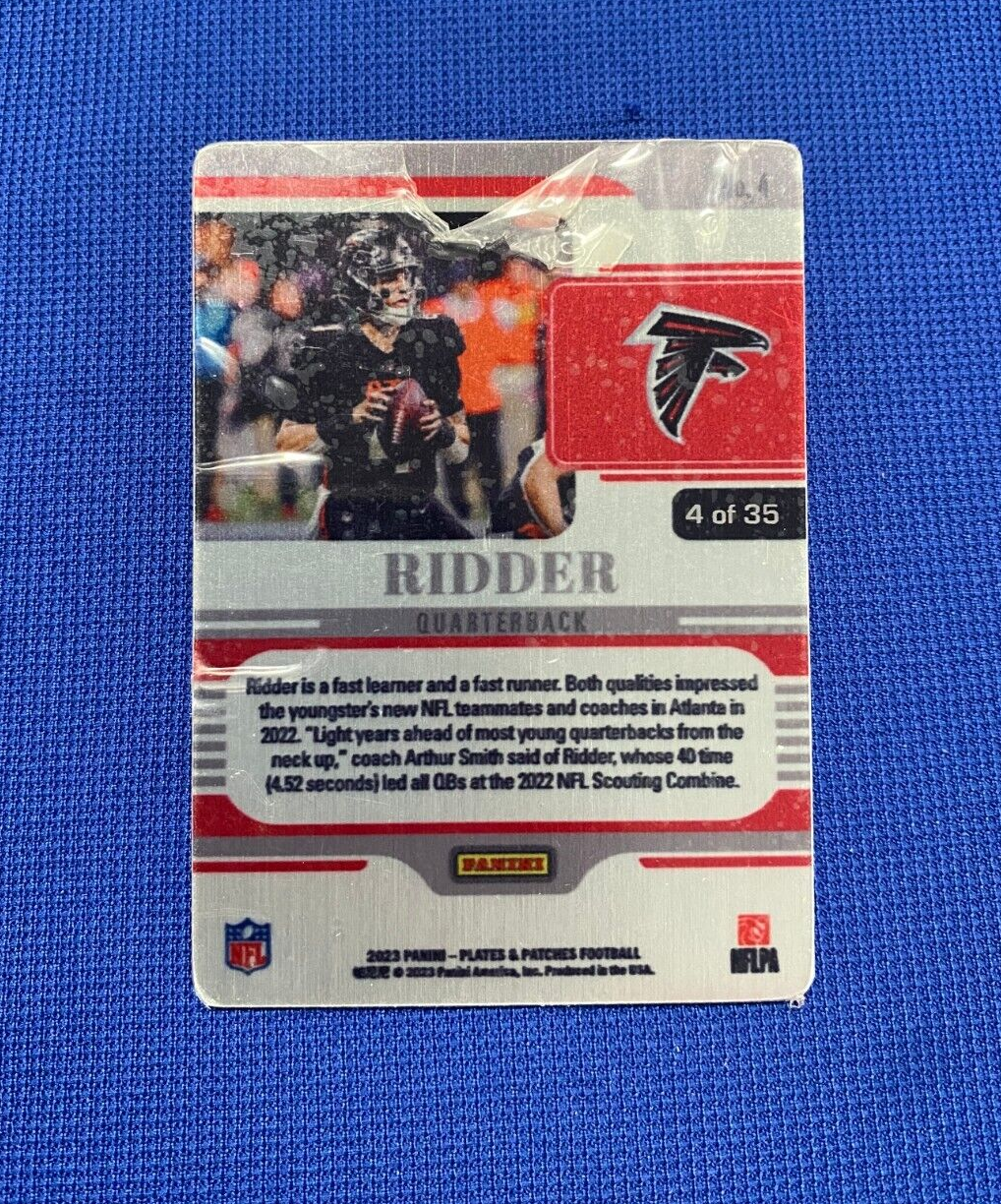 2023 PANINI PLATES & PATCHES DESMOND RIDDER FALCONS 4 OF 35 #4 CARD