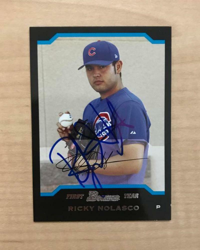 RICKY NOLASCO CHICAGO CUBS SIGNED AUTOGRAPHED 2004 BOWMAN CARD #234 W/COA