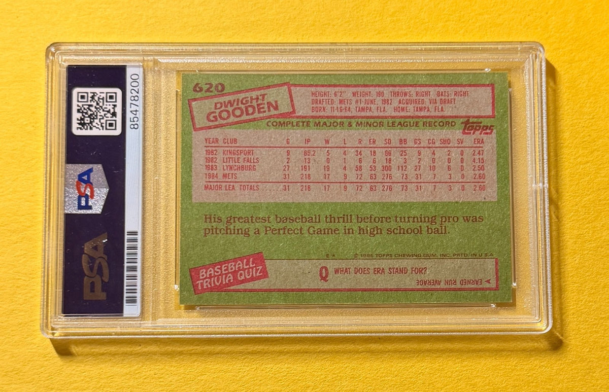 1985 TOPPS DWIGHT "DOC" GOODEN #620 SIGNED AUTO CARD PSA/DNA AUTH METS