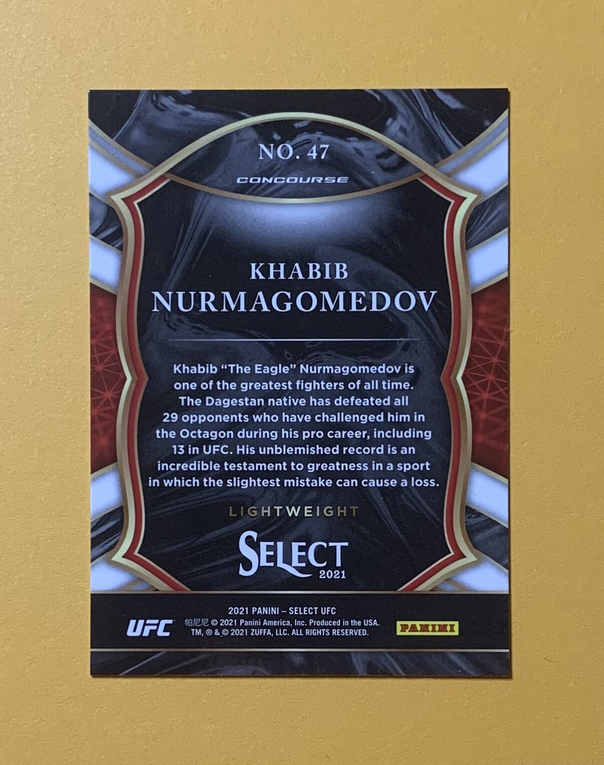 2021 PANINI SELECT UFC KHABIB NURMAGOMEDOV CONCOURSE BASE #47 LIGHTWEIGHT 