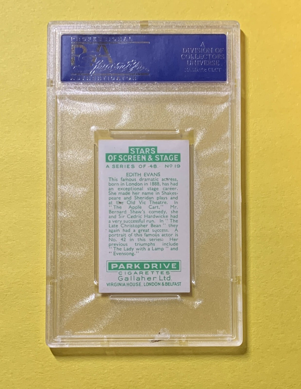 1935 GALLAHER LTD. EDITH EVANS STARS OF THE SCREEN & STAGE #19 PSA NM 7
