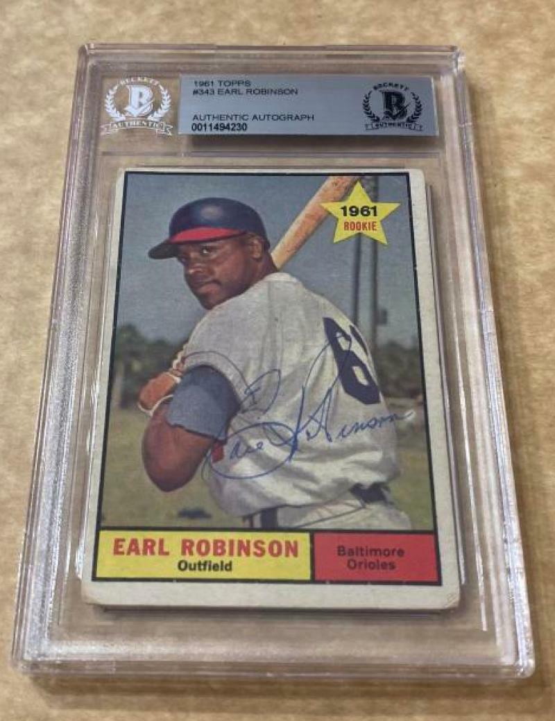1961 TOPPS EARL ROBINSON ORIOLES DECEASED SIGNED CARD BECKETT AUTHENTIC AUTO