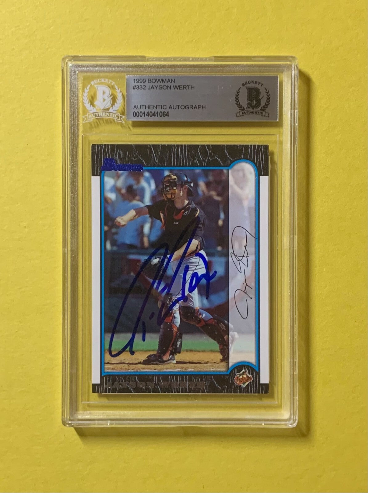 1999 BOWMAN JAYSON WERTH #332 AUTHENTIC AUTO BECKETT CERTIFIED YANKEES