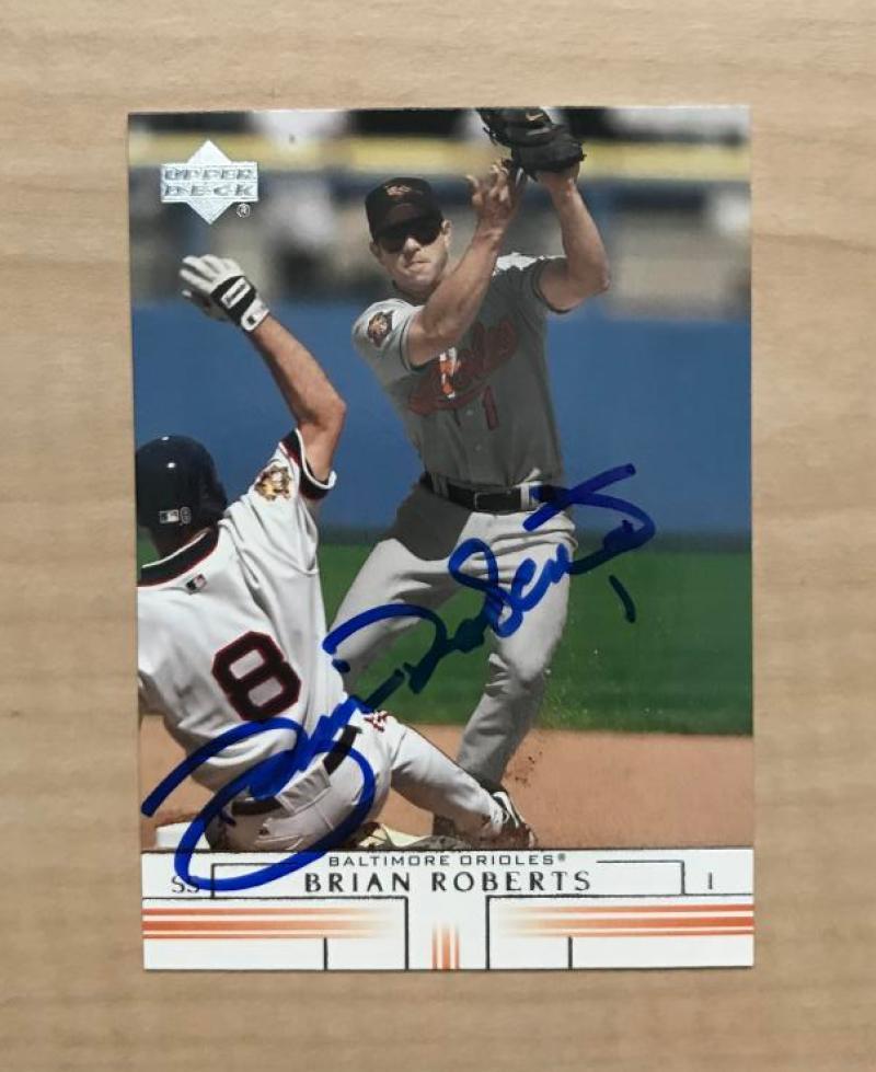 BRIAN ROBERTS BALTIMORE ORIOLES SIGNED AUTOGRAPHED 2002 UPPER DECK #584 W/COA 