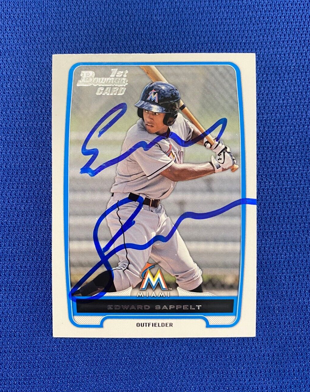 2012 BOWMAN EDWARD SAPPELT MIAMI MARLINS SIGNED AUTOGRAPHED #BDPP1 CARD COA