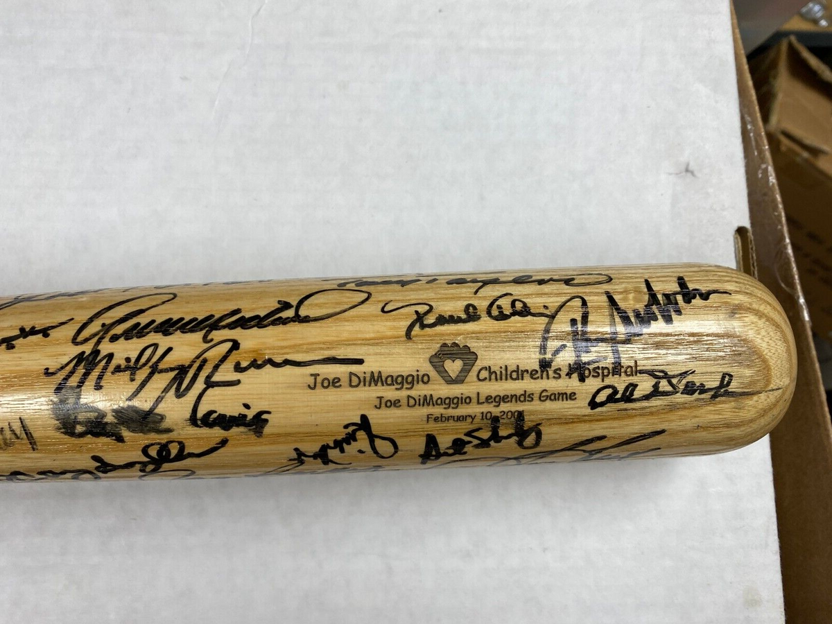 MLB LEGENDS SIGNED JOE DIMAGGIO CHILDRENS HOSPITAL BAT W/COA AL DOWNING +++ A