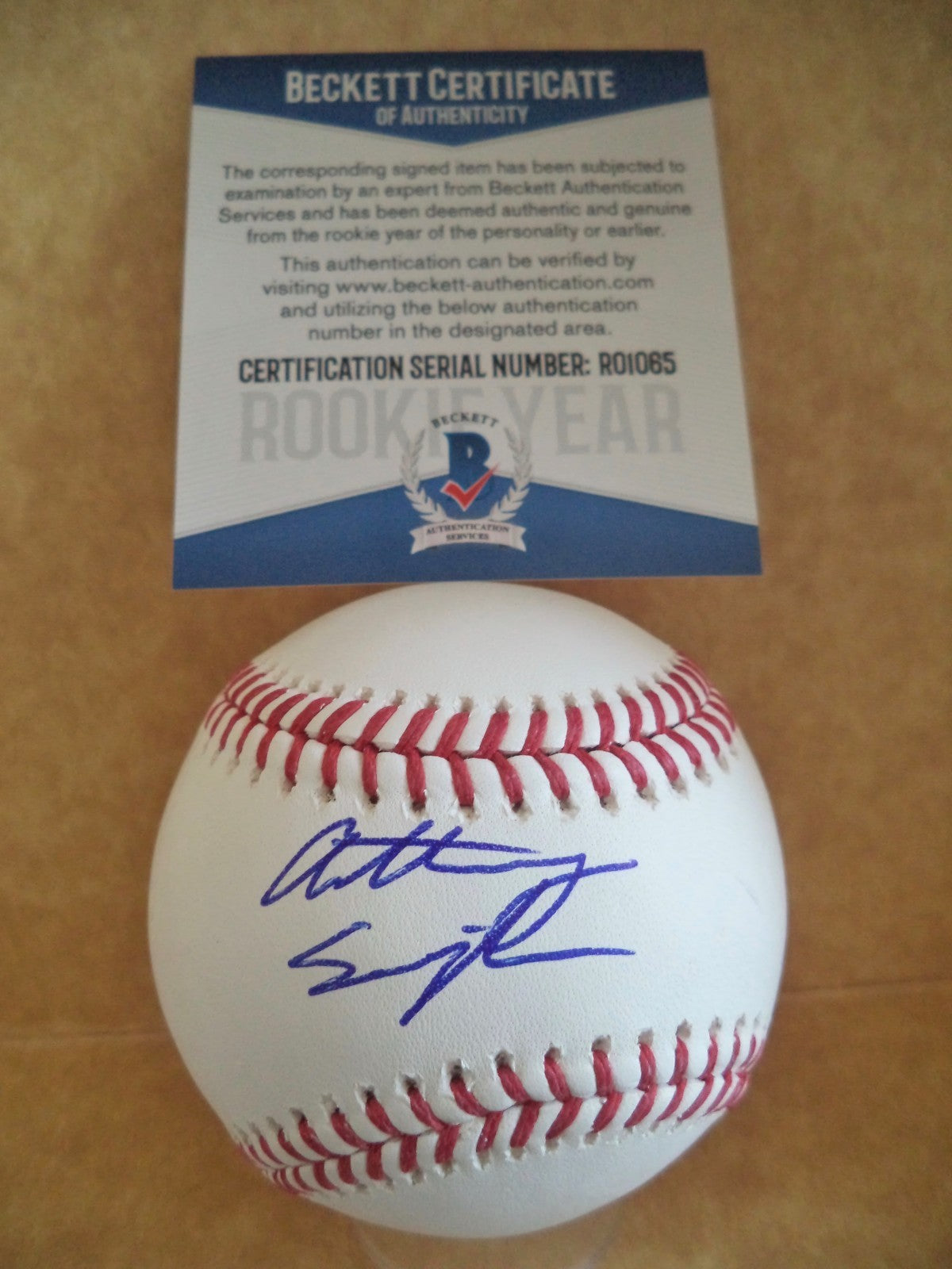 ANTHONY  SEIGLER YANKEES 1ST RD PICK ROOKIE YEAR SIGNED ML BALL BECKETT R01065