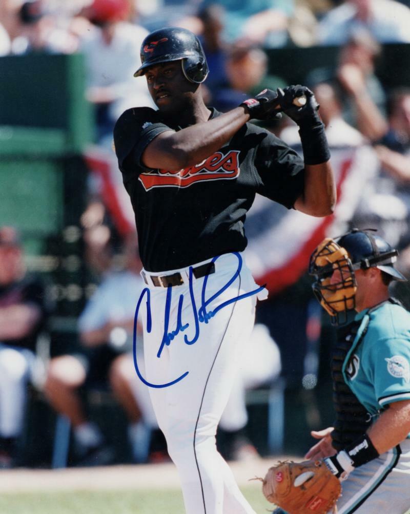 CHARLES JOHNSON BALTIMORE ORIOLES   SIGNED AUTOGRAPHED 8X10  PHOTO W/ COA