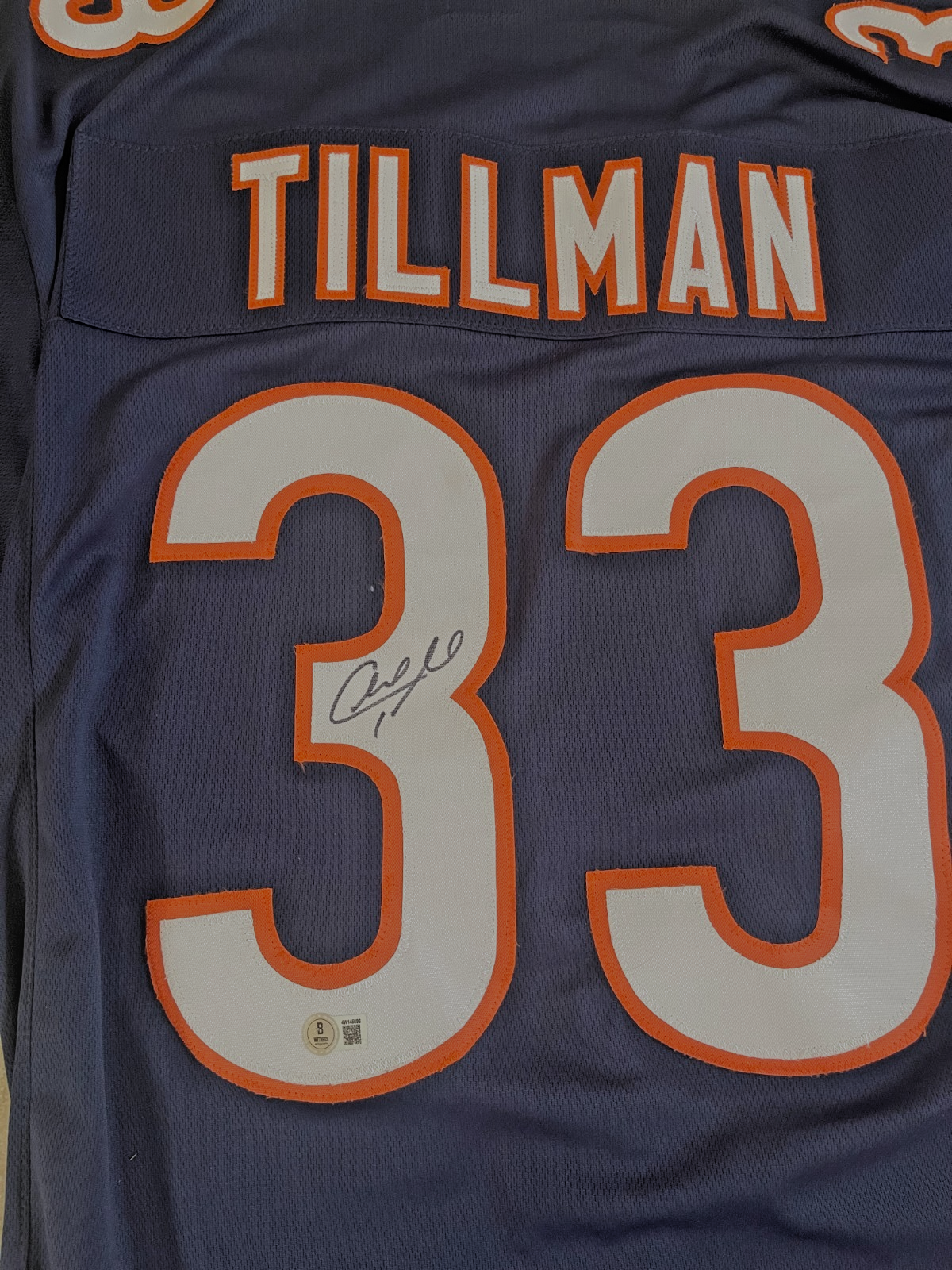 CHARLES PEANUT TILLMAN CHIGAGO BEARS SIGNED CUSTOM JERSEY BECKETT