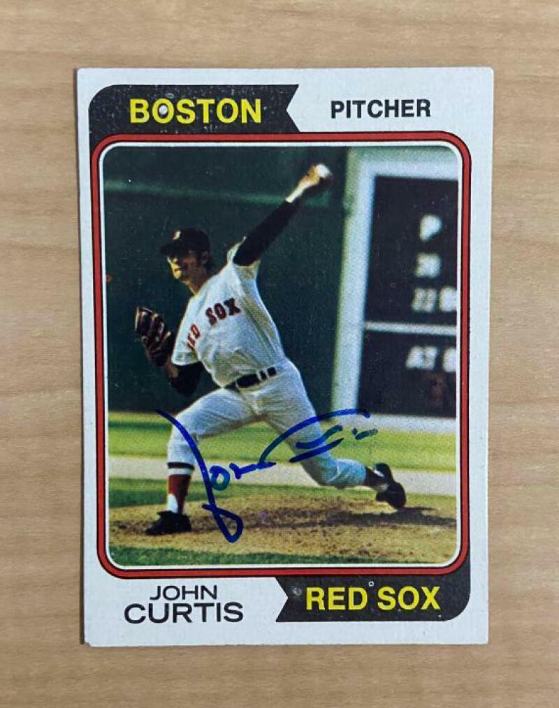 JOHN CURTIS BOSTON RED SOX SIGNED AUTOGRAPHED 1974 TOPPS CARD #373 W/COA