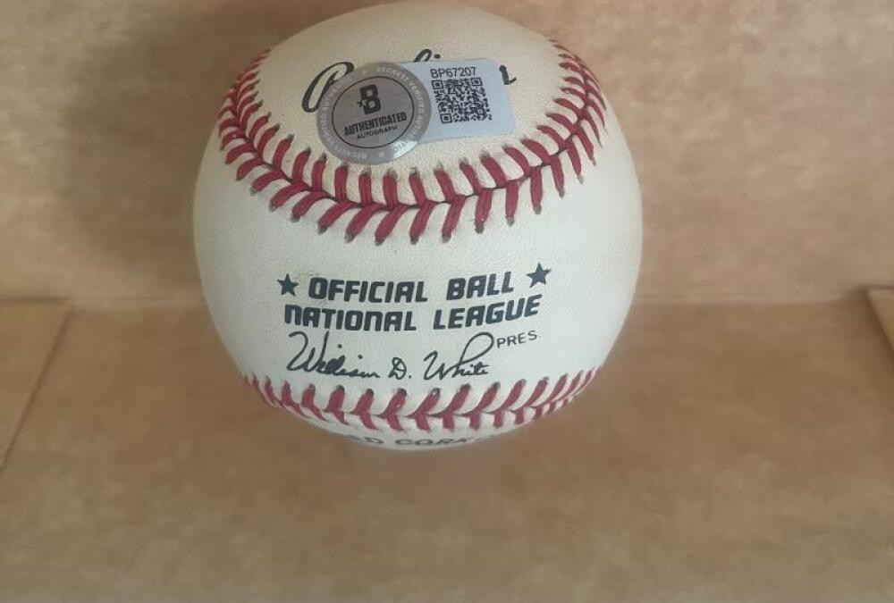 WARREN SPAHN MILWAUKEE BRAVES SIGNED AUTOGRAPHED N.L. BASEBALL BECKETT AUTH