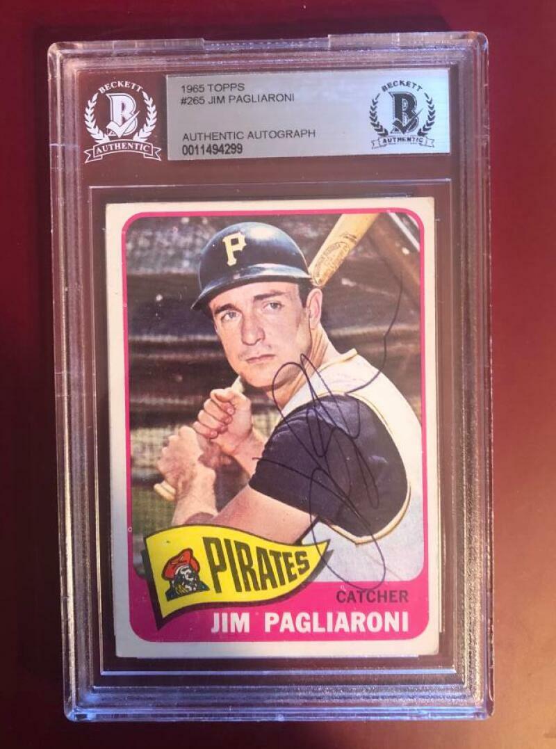 1965 TOPPS JIM PAGLIARONI #285 PIRATES SIGNED CARD BECKETT AUTHENTIC AUTO VINTAG