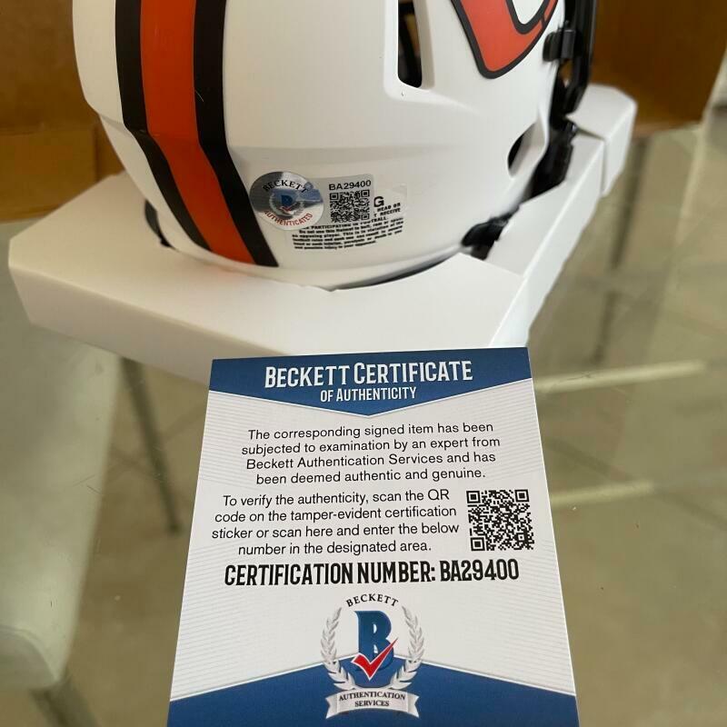 FRANK GORE MIAMI HURRICANES SIGNED AUTO LUNAR ECLIPSE MINI HELMET BAS BA29400