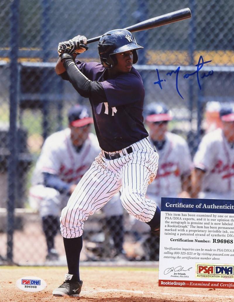 JORGE MATEO LEG KICK NEW YORK YANKEES SIGNED AUTOGRAPHED 8X10 PSA R96968