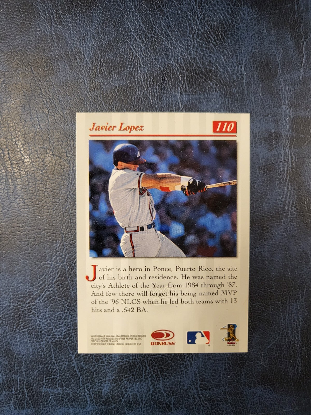 1997 DONRUSS STUDIO JAVY LOPEZ ATLANTA BRAVES SIGNED AUTOGRAPHED CARD #110 W/COA
