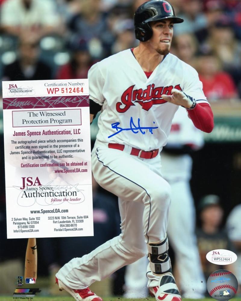 BRADLEY ZIMMER CLEVELAND INDIANS HITTING SIGNED 8X10 PHOTO JSA WP512464