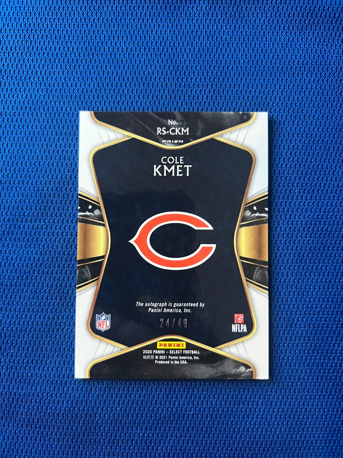 2020 SELECT COLE KMET CHICAGO BEARS AUTO SIGNED RC BLUE PRIZM /49 #RS-CKM