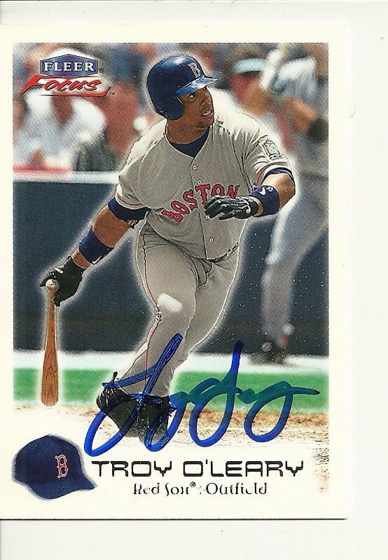 TROY O'LEARY BOSTON RED SOX SIGNED AUTO 2000 FLEER FOCUS CARD #19 W/COA