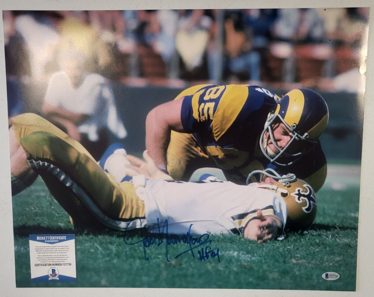 JACK YOUNGBLOOD HOF 01 RAMS SIGNED AUTOGRAPHED 16X20 PHOTO BECKETT AUTHENTIC **