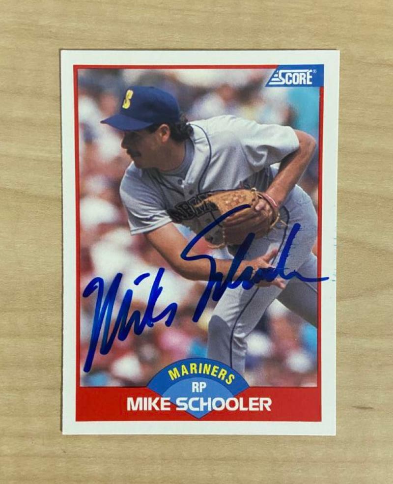 MIKE SCHOOLER SEATTLE MARINERS SIGNED AUTOGRAPHED 1989 SCORE CARD #528 W/COA