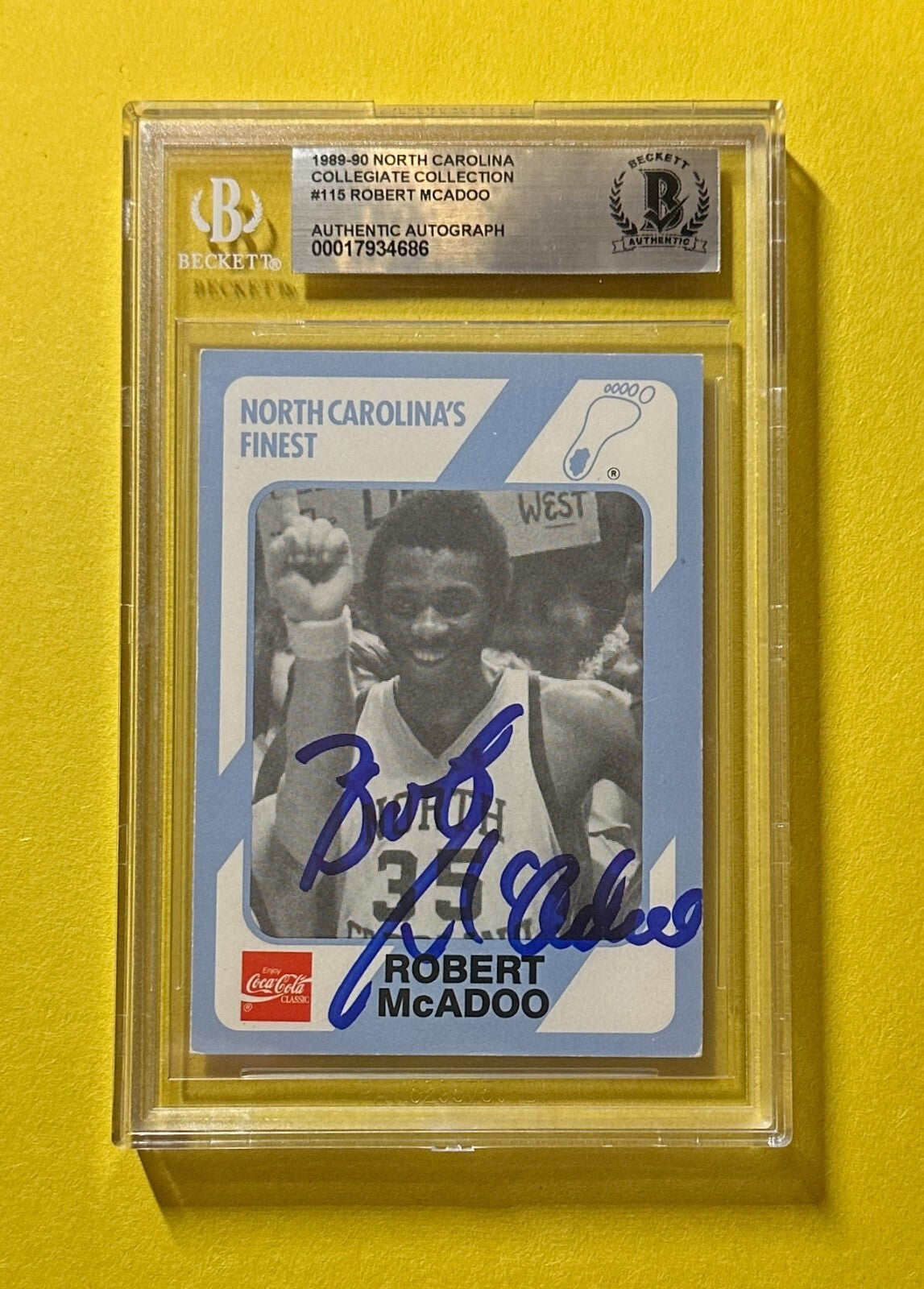 1989-90 NORTH CAROLINA COLLEG. ROBERT MCADOO BECKETT AUTH SIGNED AUTO CARD #115