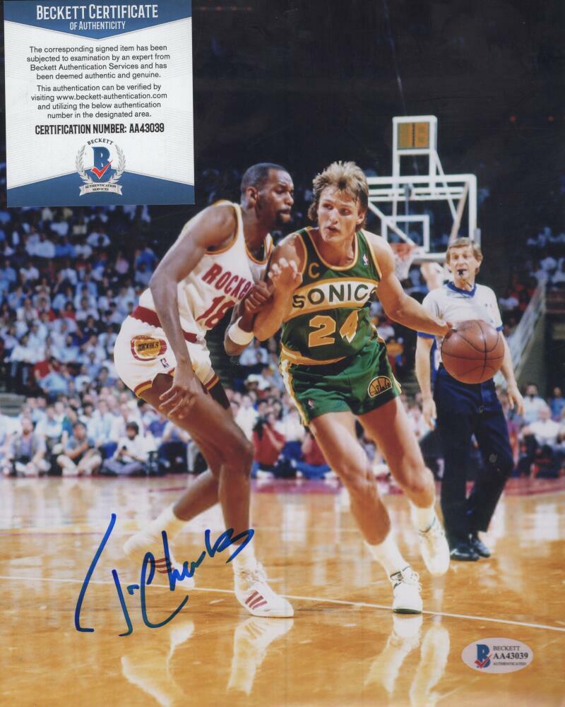 TOM CHAMBERS SEATTLE SUPERSONICS SIGNED AUTO 8X10 PHOTO BECKETT AA43047