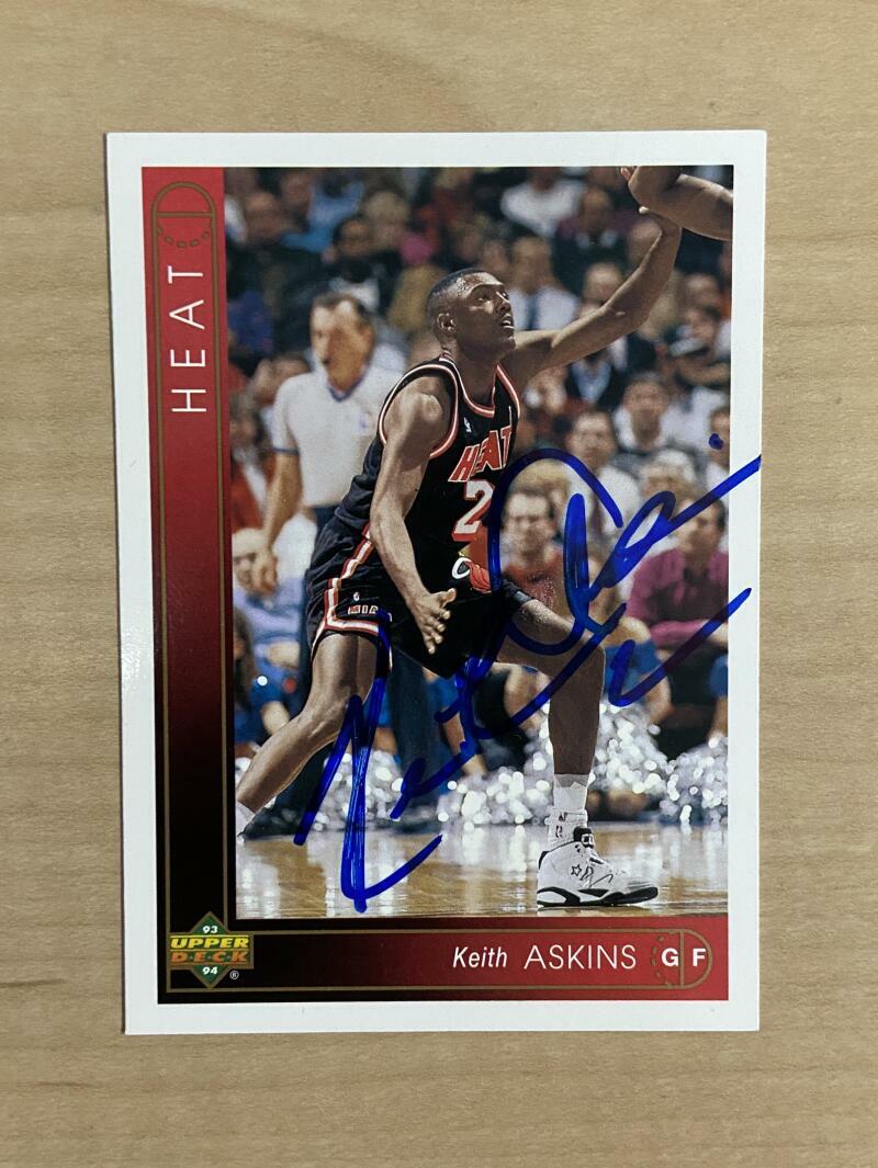 KEITH ASKINS MIAMI HEAT SIGNED AUTOGRAPHED 93-94 UPPER DECK CARD #25 W/COA