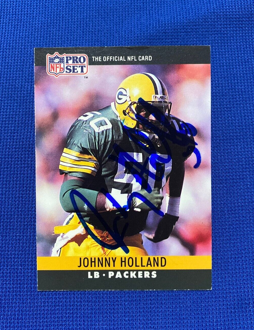 1990 PRO SET JOHNNY HOLLAND GB PACKERS SIGNED AUTOGRAPHED AUTO CARD #110 W/COA