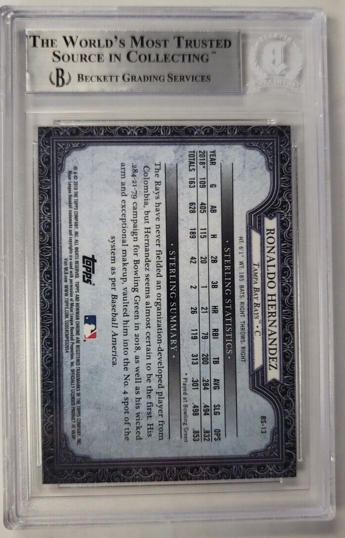 2019 TOPPS BOWMAN CHROME STERLING RONALDO HERNANDEZ AUTO CERTIFIED BECKETT CARD