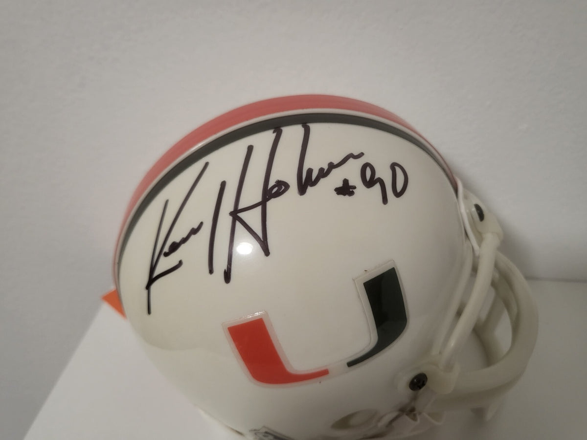 KENNY HOLMES MIAMI HURRICANES SIGNED AUTOGRAPHED AUTO RIDDELL MINI HELMET W/COA