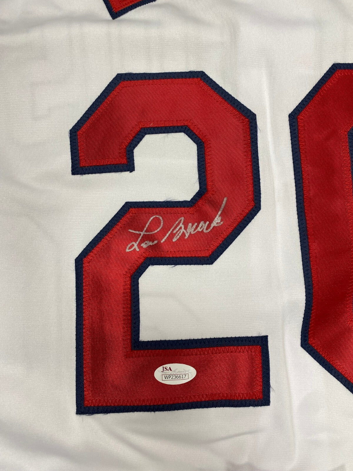 LOU BROCK STL CARDINALS SIGNED AUTOGRAPHED CUSTOM JERSEY SZ XL JSA AUTHENTICATED