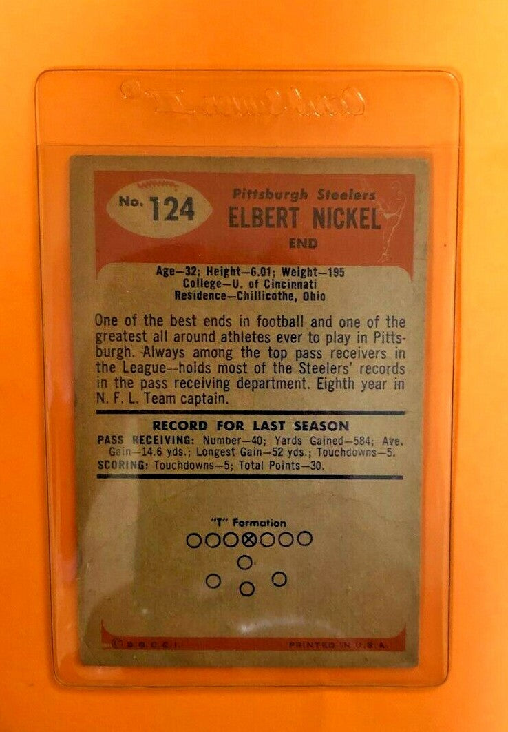 1955 BOWMAN ELBERT NICKEL #124 PITTSBURGH STEELERS 