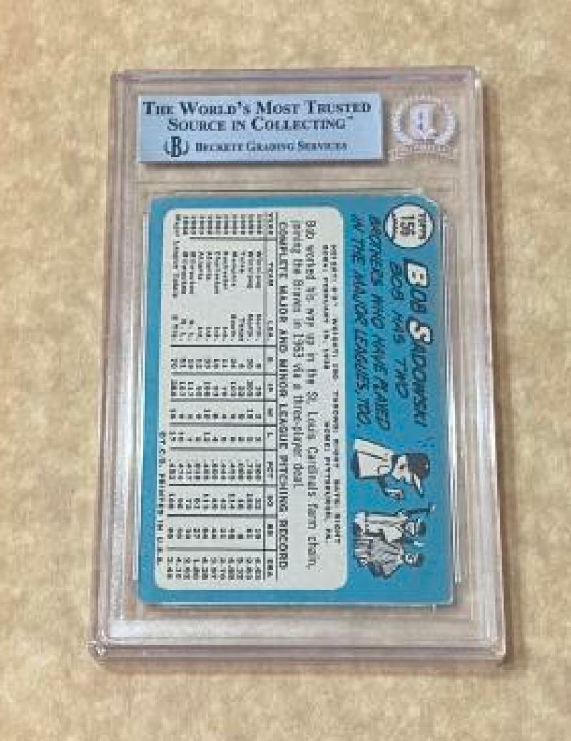 1965 TOPPS BOB SADOWSKI #156 BRAVES SIGNED CARD BECKETT AUTHENTIC AUTO VINTAGE