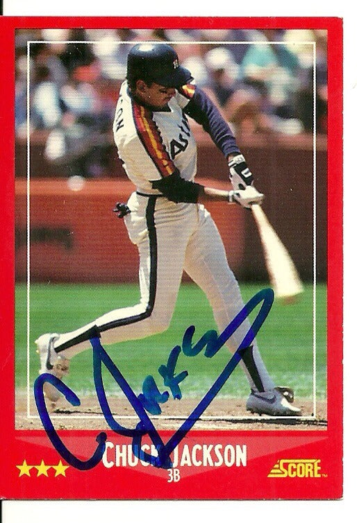 CHUCK JACKSON HOUSTON ASTROS SIGNED AUTOGRAPHED 1988 SCORE CARD #222 W/COA